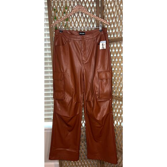 Steve Madden Faux Leather Cargo Pants sz M - Picture 1 of 3